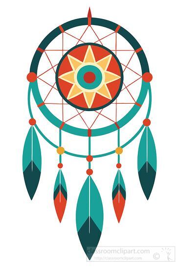 dreamcatcher illustration featuring a sun motif in the center an