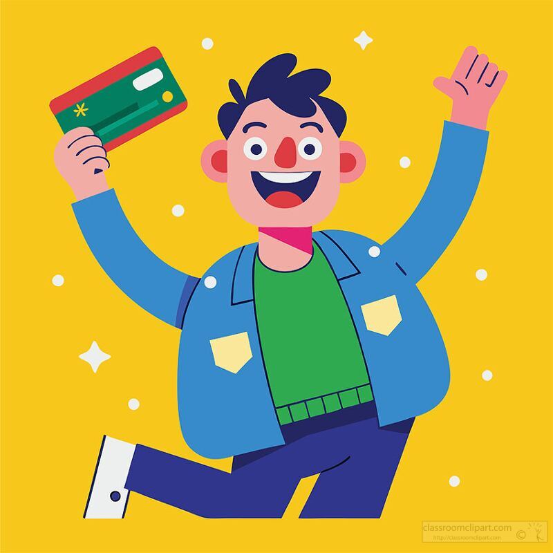 Excited Man Celebrating with Credit Card