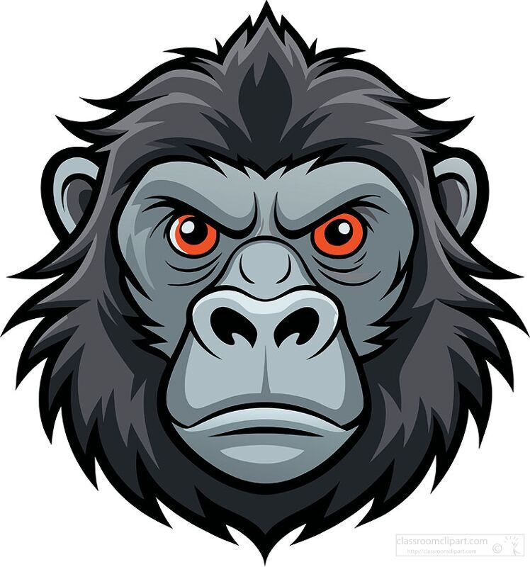 face of a studious gorilla cartoon style