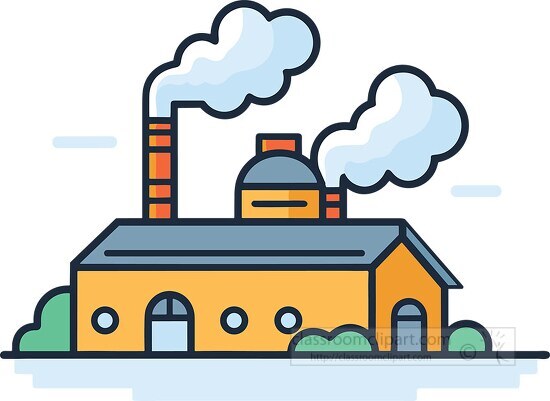 factory building with smoke stack clip art