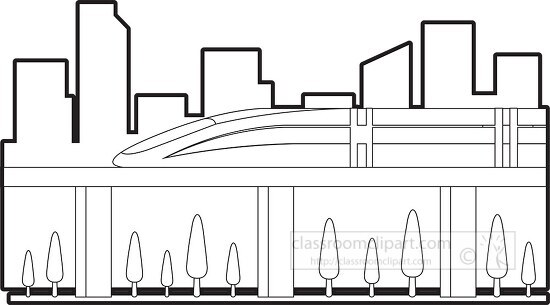 fast speeding bullet train with city in background printable bla