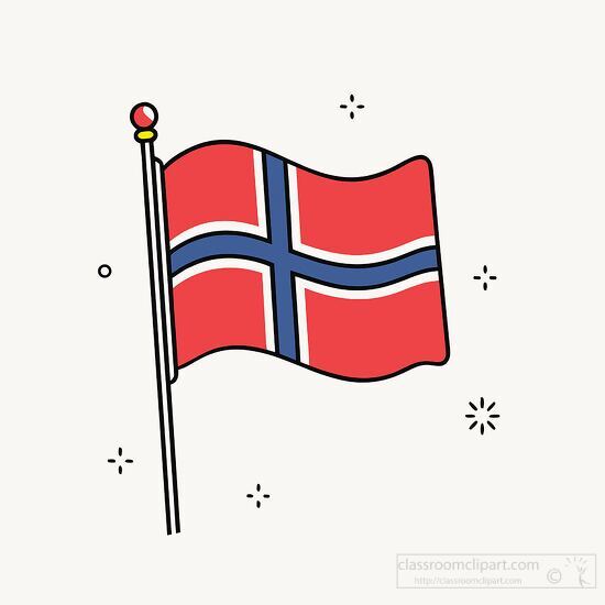 flag of norway waving in the wind hand drawn style