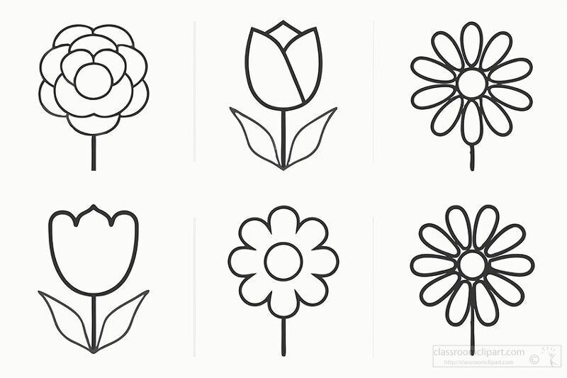 flower outline icons set1