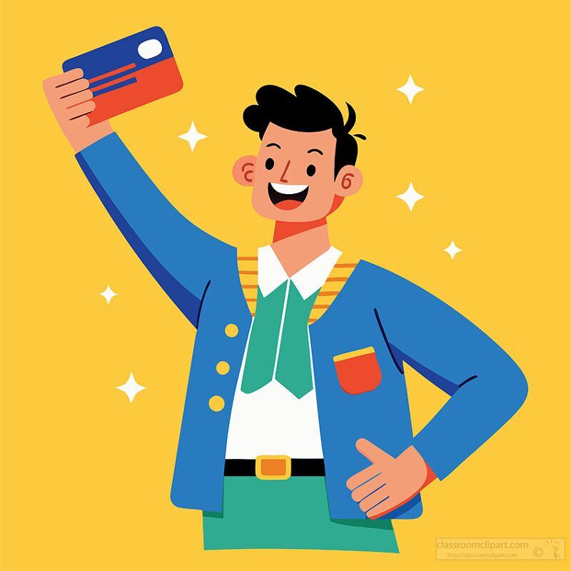 Formal Man Holding Credit Card Clipart