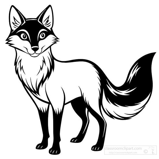 Fox bold line art featuring detailed fur and ears