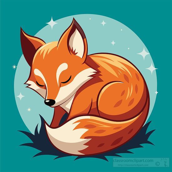 fox is curled up in a ball peacefully sleeping