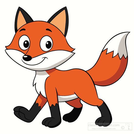 fox is walking with a smile its tail wagging slightly