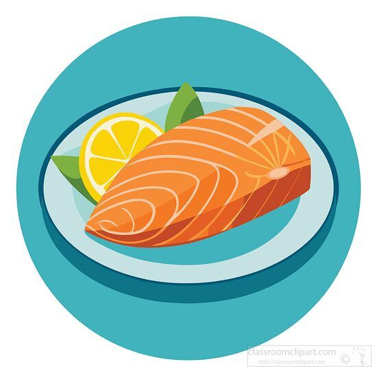 freshly cooked salmon with a slice of lemon served on a plate