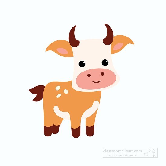 friendly cow with brown patches