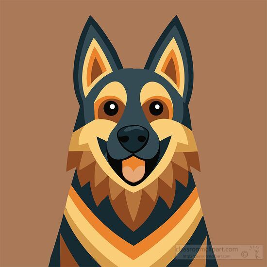 friendly German Shepherd dog flat bold lines and colors