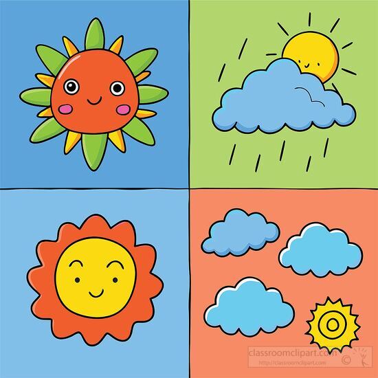 fun hand drawn style weather icon set