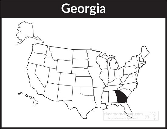 georgia map square black white clipart