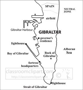 Gibraltar country map black white