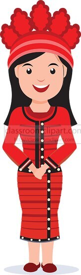 girl in national costume taiwan clipart