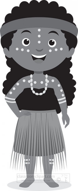 girl in traditional aboriginal australia gray color clipart