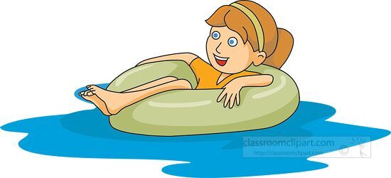 girl sitting in water tube