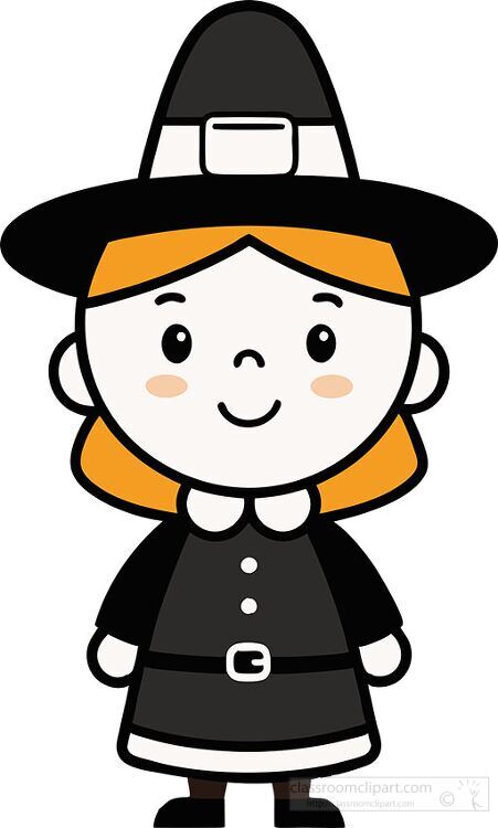 girl with short hair and a buckled hat in line art style