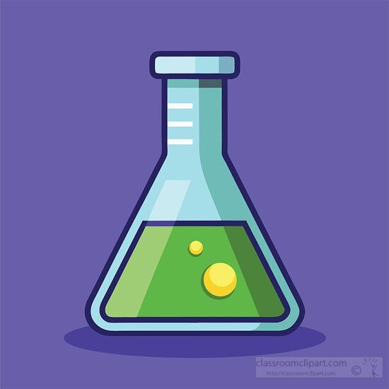 glass chemistry beaker on a purple background