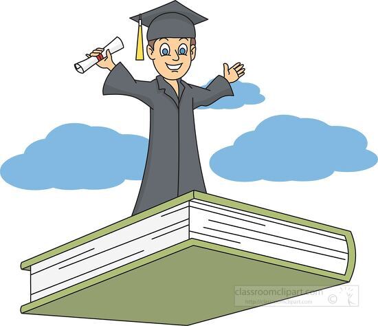 graduate riding a book clipart