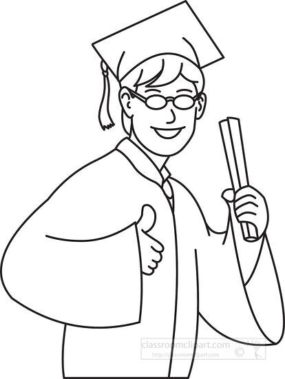 graduate thumbs up black outline clipart