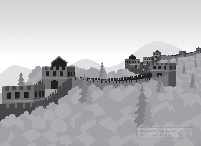 great wall of china ancient china gray color clipart