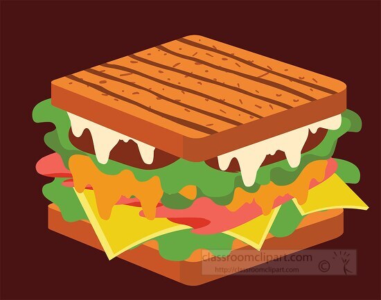 grilledd vegetable and hem sandwich clipart