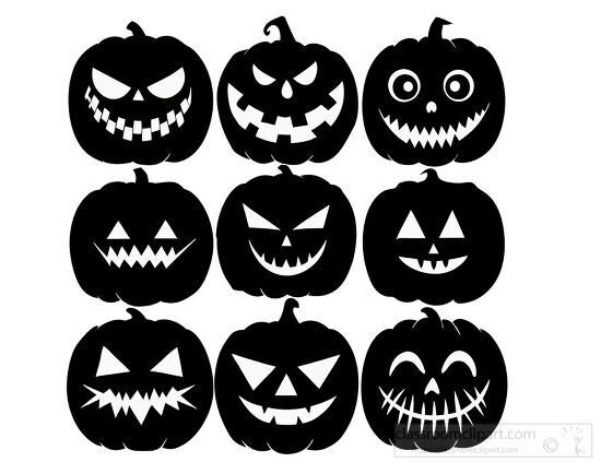 Halloween pumpkins with menacing expressions