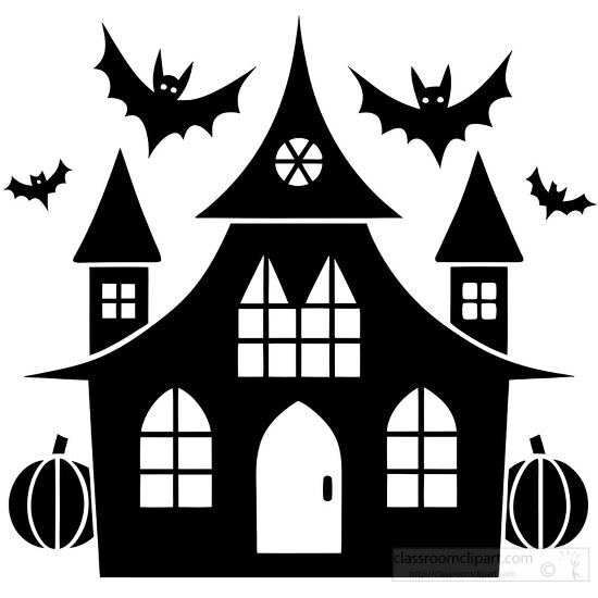 Halloween themed silhouette of a haunted house