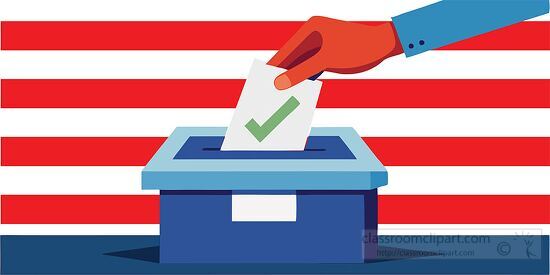 hand dropping a ballot with a green checkmark