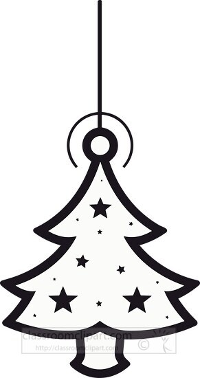 hanging christmas tree ornament black line printable clip art