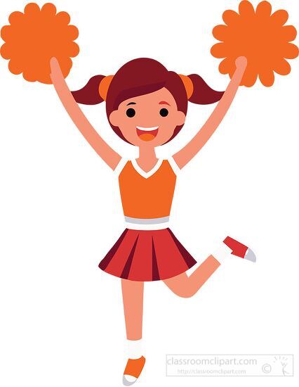 happy cheerleader jumping with pom poms