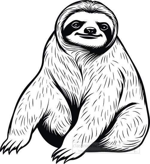 happy sloth black outline clip art