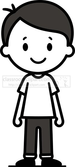 happy stick figure kid black outline