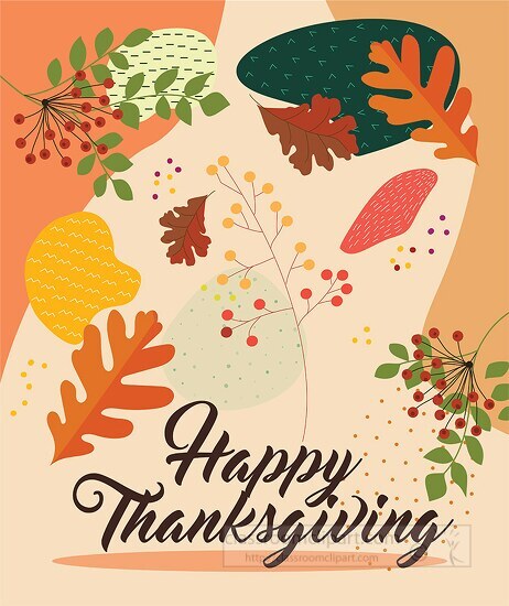 happy thanksgiving fall folliage design clipart