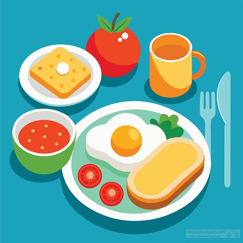 healthy breakfast fried egg toast fruits