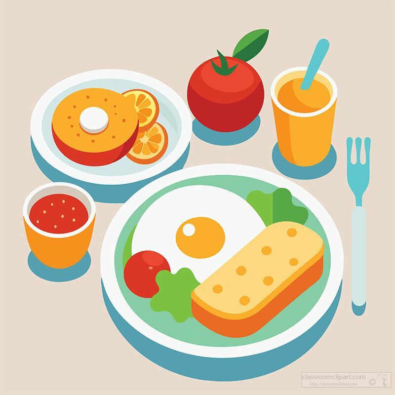 healthy breakfast plate with egg and fruits