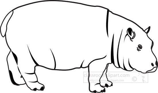 hippopotamus black outline clipart 28