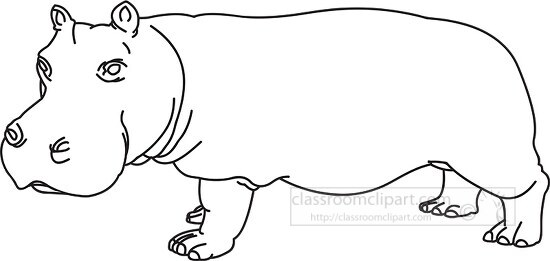 hippopotamus black outline clipart 29