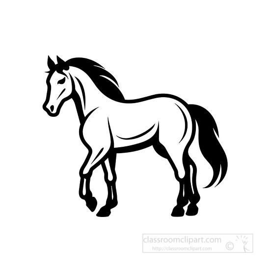 horse side view black outline clip art