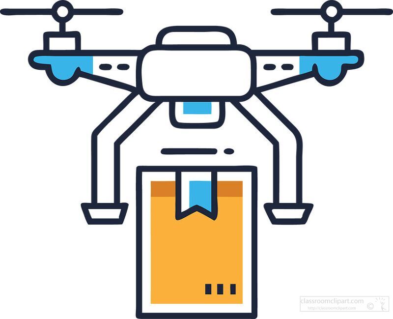 icon of a drone carrying a box representing drone based package 