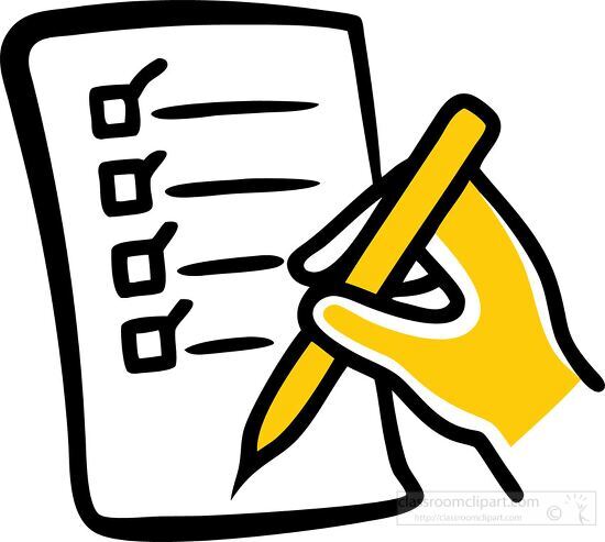 icon of a hand filling in a checklist with a pen