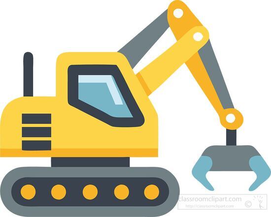 icon yellow excavator with a claw arm