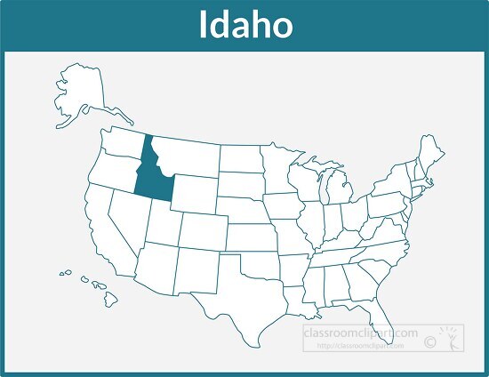 idaho us map square color outline clipart