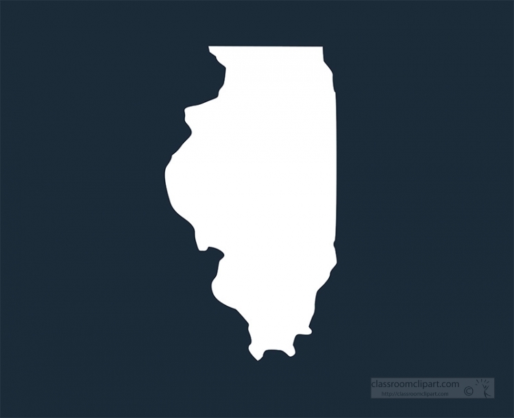 illinois state map silhouette style clipart