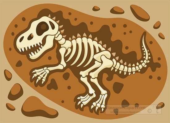 illustration of a dinosaur skeleton fossil clipart