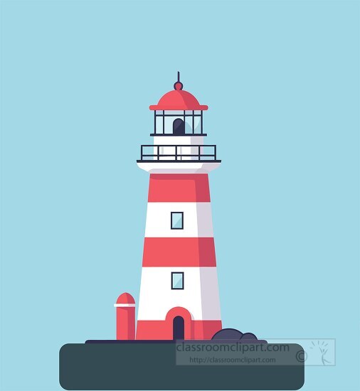 illustration of red white blue lighthouse with background color