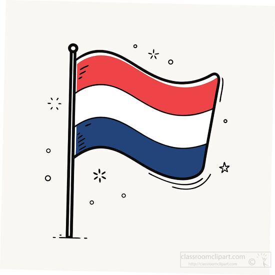 illustration of the national flag of netherlands on a flagpole