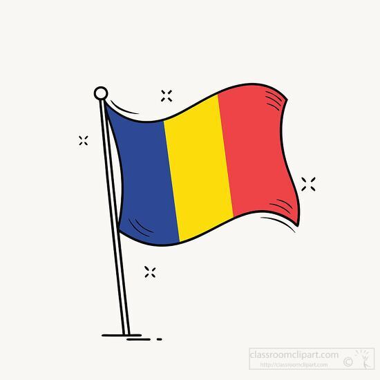 illustration of the national flag of romania waving in the wind