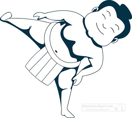 japanese sumo wrestler black white outline clipart