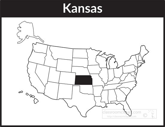 kansas map square black white clipart